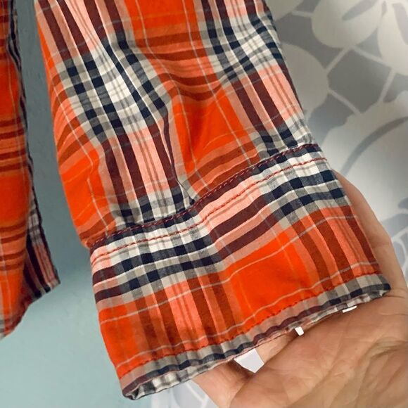 Urban Pipeline Orange Plaid Button Down Shirt Size Medium - Picture 10 of 10